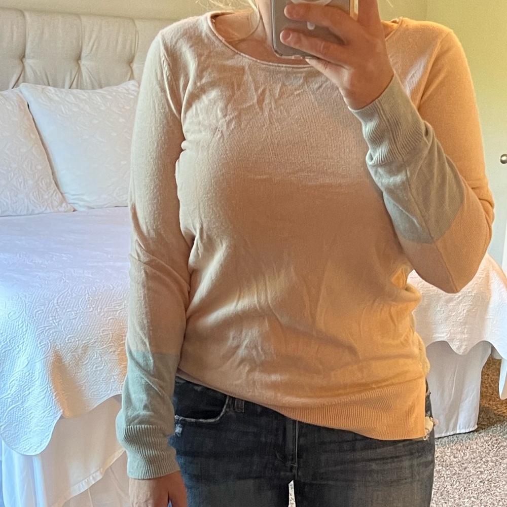 French Connection. Blush and Light Grey, Color Block Sweater. - Picture 2 of 8